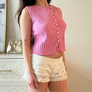 Free People Pink Ribbed Top